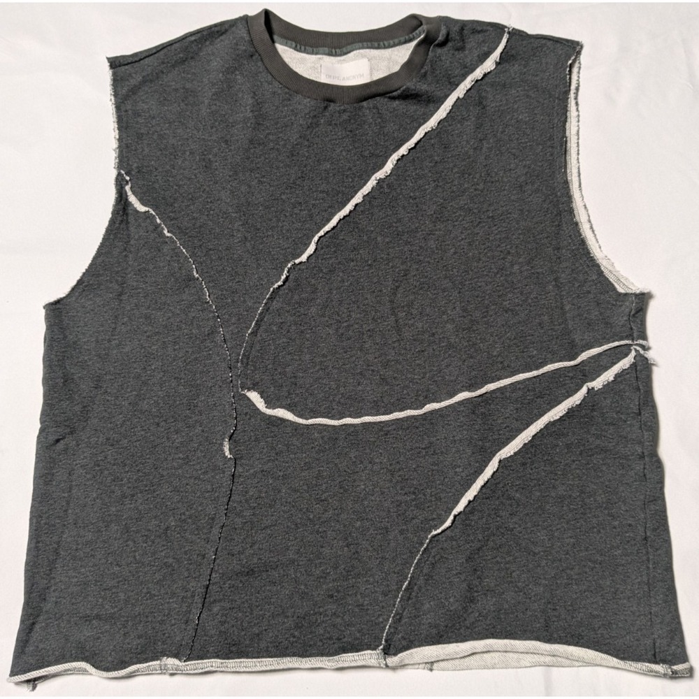 Dept. Anonym Raw Edge Seams‎ Patchwork Gray Sleeveless Sweatshirt - Adult  L/XL?